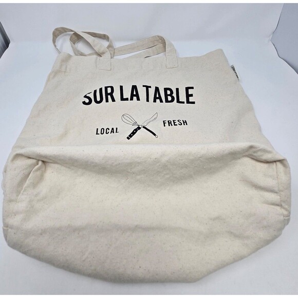 NWOT SUR LA TABLE NATURAL CANVAS TOTE BAG PASTA IN ITALY DISH TOWEL KITCHEN - Picture 3 of 12